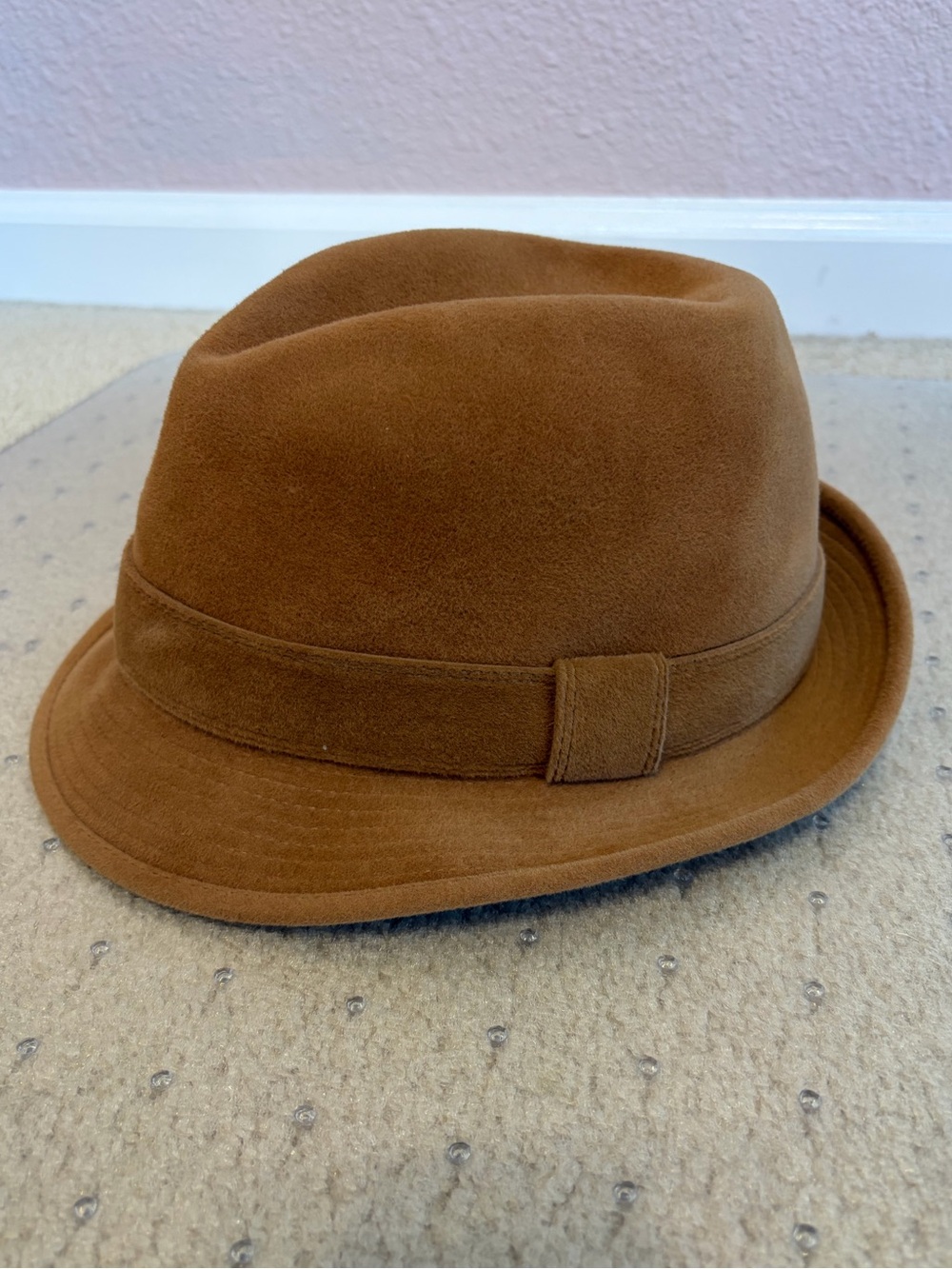 VTG 1960s Borsalino Mimosa Fedora Hat 7 1/8 Italy Fur Felt Monogrammed WFS Brown